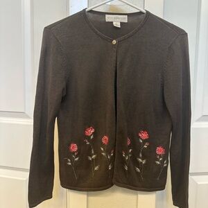 Petite Sophisticate Brown Cardigan